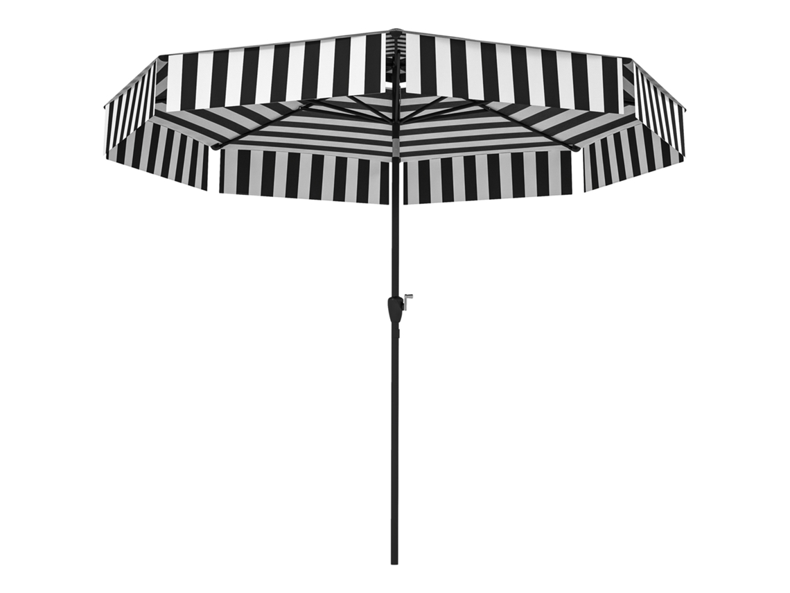 Chapéu de Sol para Jardim Ø263 cm com ângulo ajustável, manivela e proteção uv 30+ preto e branco ORBITRA COMMERCE