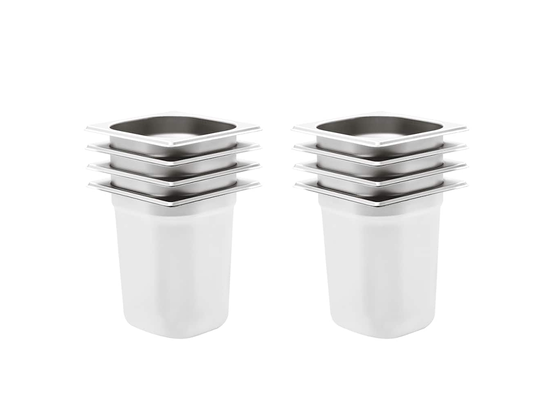 Vidaxl Recipientes Gastronorm 8 Pcs Gn 1/6 200 Mm Aço Inoxidável