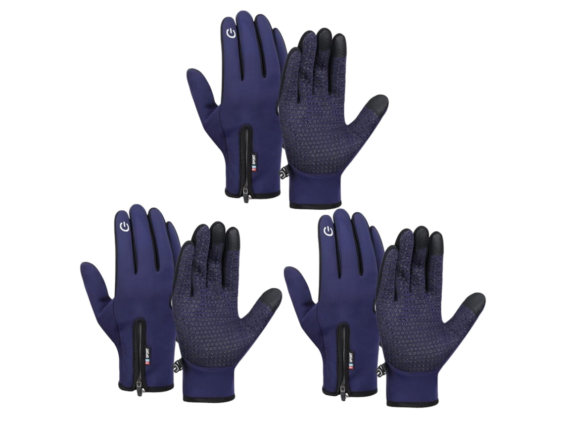 3 Pares de Luvas de Inverno Táteis, Impermeáveis, Anti vento e Antiderrapantes. para Esqui, Corrida e Caminhadas, Unissexo.