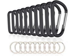Conjunto De 10 Mosquetões 3/8 Cm, Primeira Qualidade, Com Argola Em D