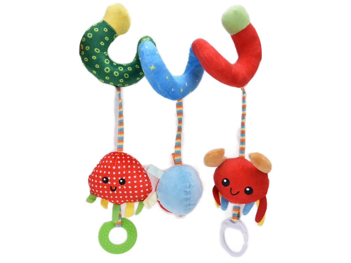 Mali brinquedo Espiral Pelúcia Bebê Cama Carrinho com Sino Sons Cores Vivas 1m+