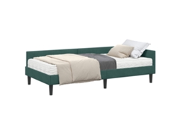 Conjunto de 2 Estruturas de Cama de Canto com Colchão Verde Veludo MAISON EXCLUSIVE (não especificado)
