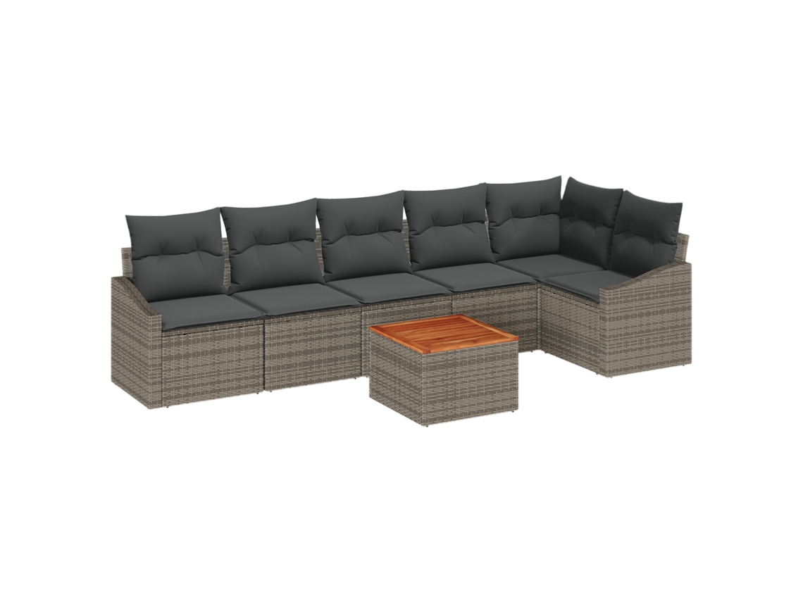 Conjunto 7 Móveis De Jardim Vidaxl Cinzento Vime Pe (55 X 55 X 37 Cm)