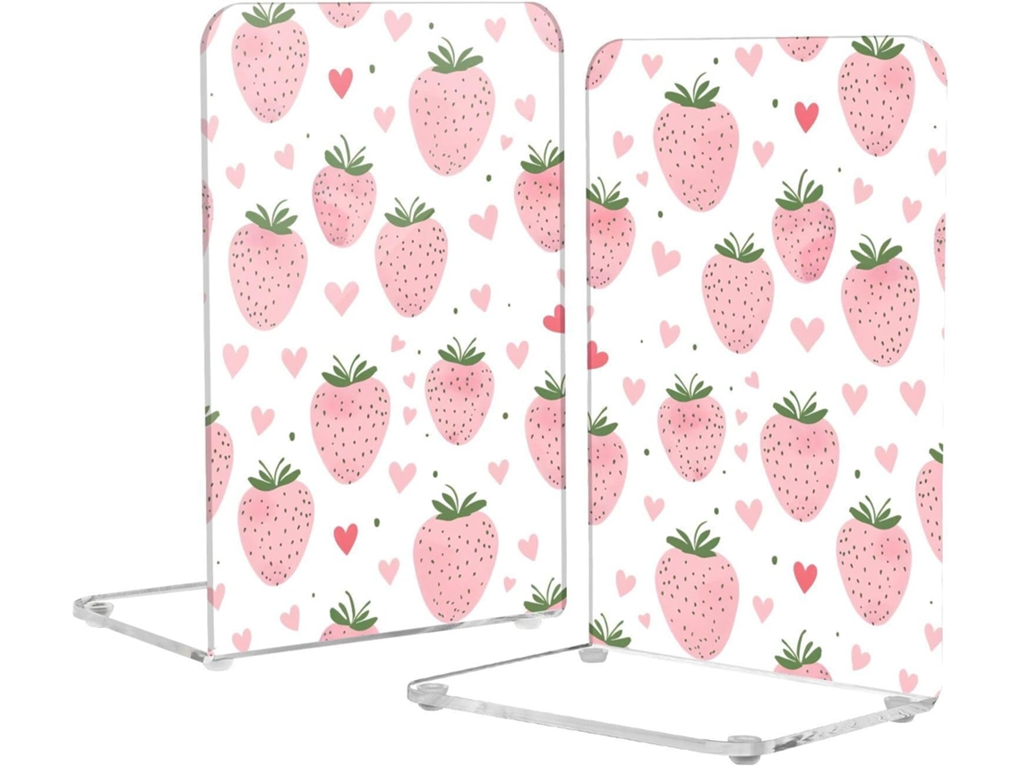 Lindos Suportes Para Livros Em Acrílico Rosa Morango Branco Com Almofadas Antiderrapantes, Suporte Transparente Em
