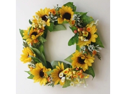 Corona De Girasoles Artificial Para Decoración De Puerta Frontal Hogar 35cm