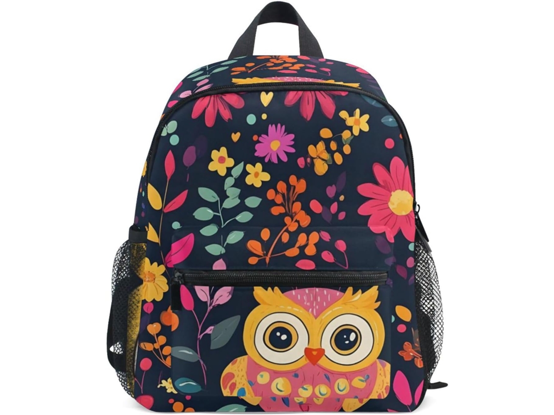 Mochila Infantil Gaireg Com Estampa Floral Escura De Coruja, Ideal Para Meninos E Meninas De 6 A 8 Anos.