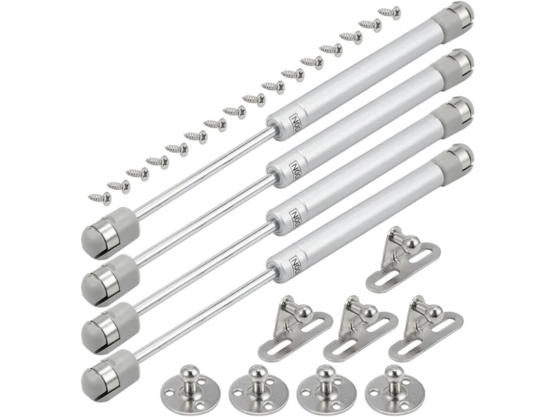 Conjunto De 4 Dobradiças Suporte Para Tampa, Dobradiça Para Fechamento De Armário, Ferro E Borracha Plástica, Prata