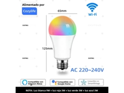 Lâmpada Inteligente Wi-fi (18w) E27 Led Rgb Cw Dimerizável, Controlável Por Aplicativo E Voz, 220v
