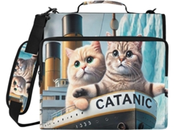 Pasta Com Estampa De Gatinhos Fofos Em Um Navio Organizador Escolar E Profissional, Resistente À Água, Com Compartimento