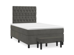 Vidaxl Cama Boxspring Com Colchão 120x190 Cm Veludo Cinzento-escuro