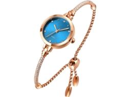 Lurelia Relógio Feminino, Movimento De Quartzo, Detalhes Com Strass, 0,31 Polegadas, 8 Mm, Resistente À Água, Rosa Ouro, Verde