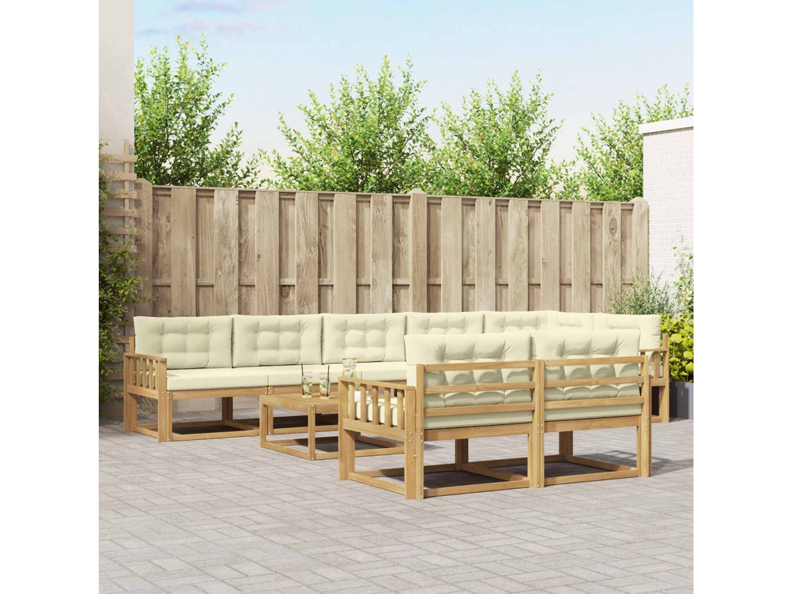 Vidaxl Conjunto De Sofás Para Exterior 9 Pcs Branco E Creme