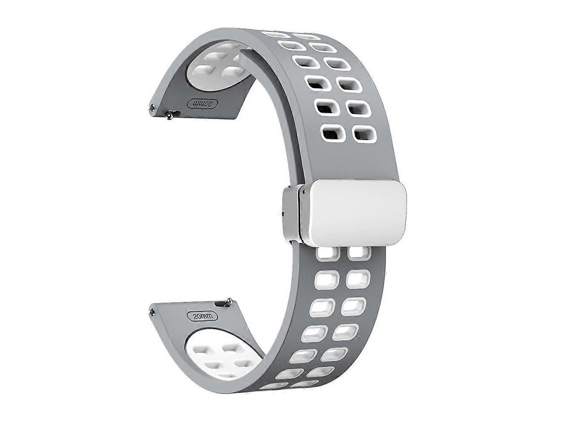 Pulseira De Relógio De Silicone Bicolor Com Fecho Dobrável De Furos Duplos Na Cor Prata
