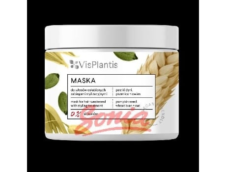 Vis Máscara Plantis Vegan amigável cabelo enfraquecido -Pestki abóbora, trigo e aveia 400ml