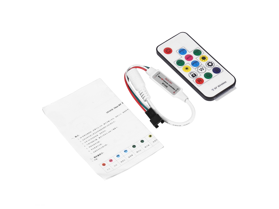 Controlador RGB Semi Fios Rf Mini (Compatível com luminárias 2812/2811, operação com 14 teclas)