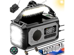 Rádio Solar Com Manivela, Alarme Sos, Carregador De Celular, Bússola, Entrada Para Fone De Ouvido Cinza Zeuxo