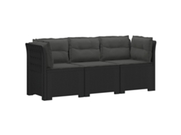Vidaxl Sofá De Jardim 3 Lugares Com Almofadas Visual Rattan Pp