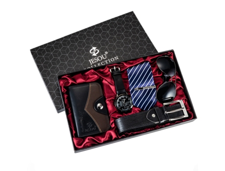 Conjunto de Presente para Homem,Relógio de Pulso Carteira e Óculos de Sol Cinto e Amarrar USIFUL