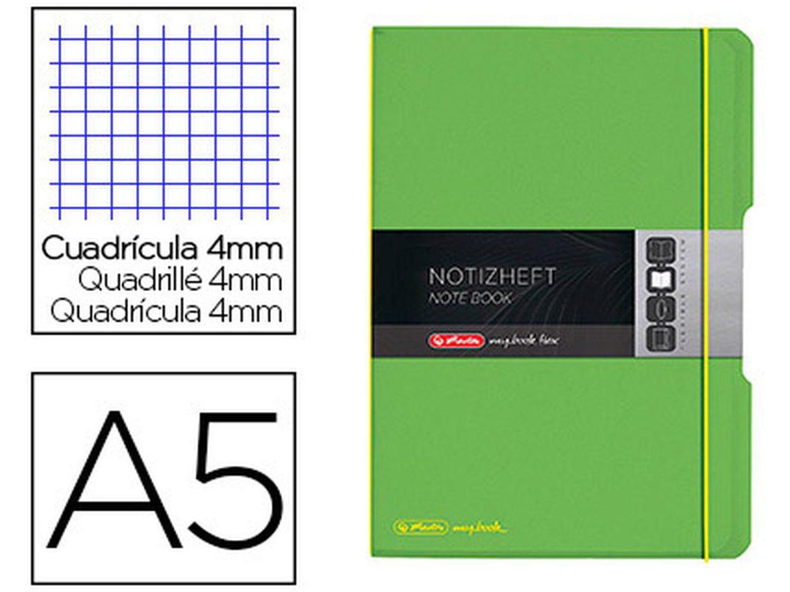 Caderno Herlitz Note Book Flex A5 Polipropileno 40 Folhas Quadricula 4Mm Verde Claro Fecha com Elasticos Preco Uni. Venda Multiplos 1