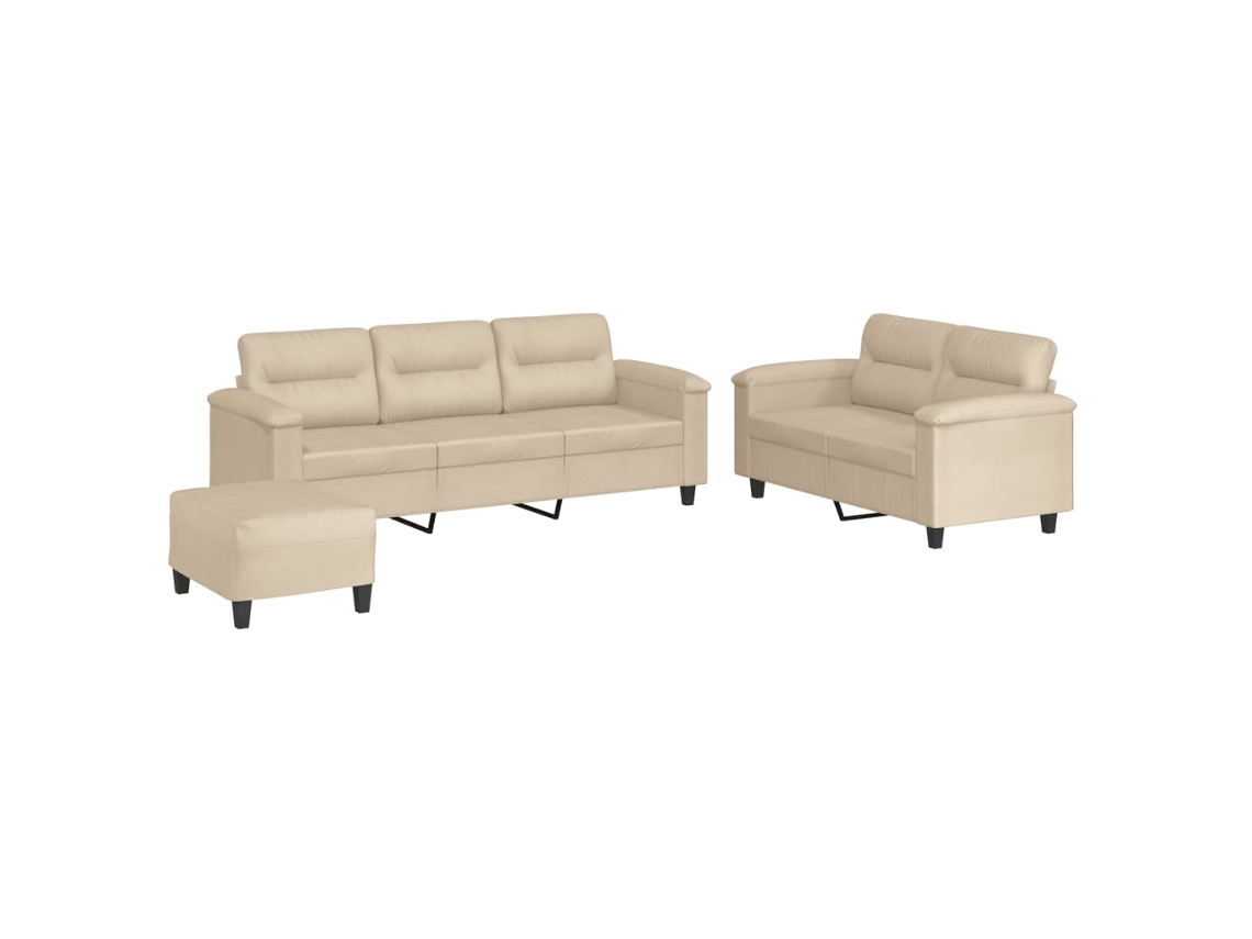 Conjunto de 3 Sofás com Almofadões Microfibra Creme MAISON EXCLUSIVE
