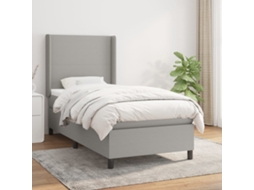 Cama Com Molas/colchão 90x190 Cm Tecido Cinzento-claro