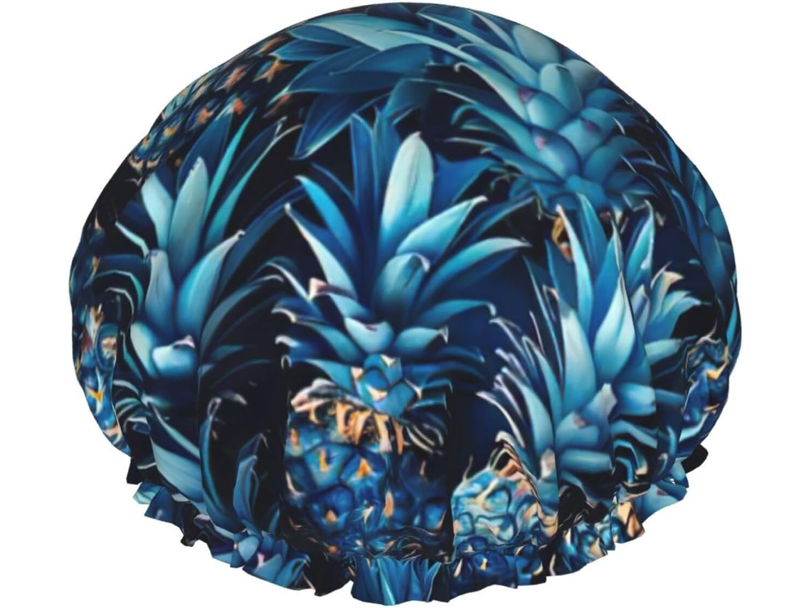 Touca De Banho Tamanho Único Para Homens E Mulheres – Dupla Com Estampa Abacaxi Azul, Ideal Para Salão De Beleza E