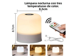 (3 Cores) Luz Noturna Led Recarregável Sensível Ao Toque Com Controle Remoto