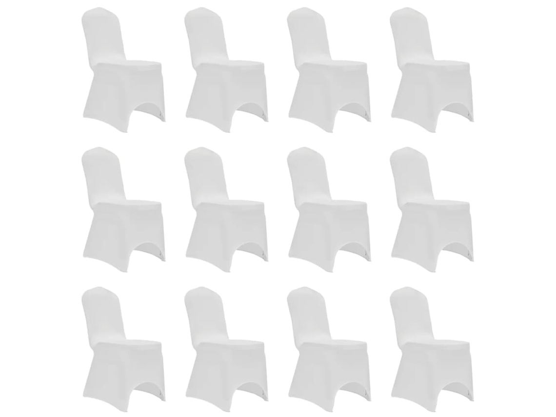 Vidaxl Capa Para Cadeira Elástica 12 Pcs Branco