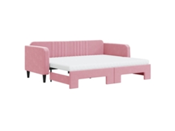 Sofá-cama Com Gavetão Vidaxl Cor-de-rosa Veludo (223 X 100 X 75 Cm)