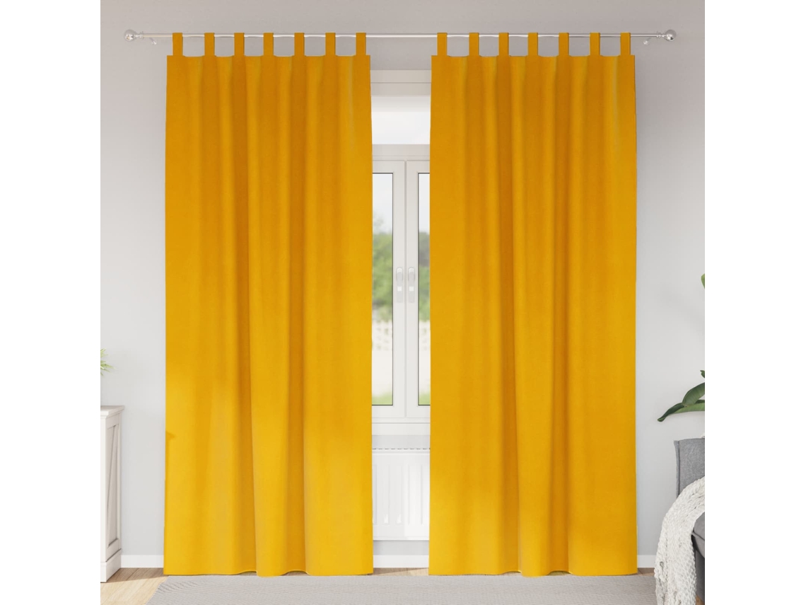 Vidaxl Cortinas Opacas 2 Unid. Amarelo-mostarda 140 X 245 Cm Veludo
