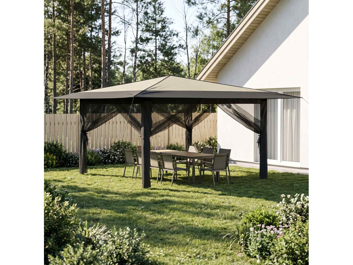 Vidaxl Gazebo Com 4 Lados 4 X 4 M Creme E Antracite