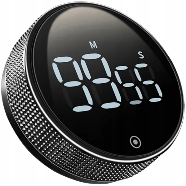 Temporizador Digital De Cozinha, Visor Led, Base Magnética, Acabamento Preto E Prata, Para Cozinha, Confeitaria E Gestão Diária Do Tempo