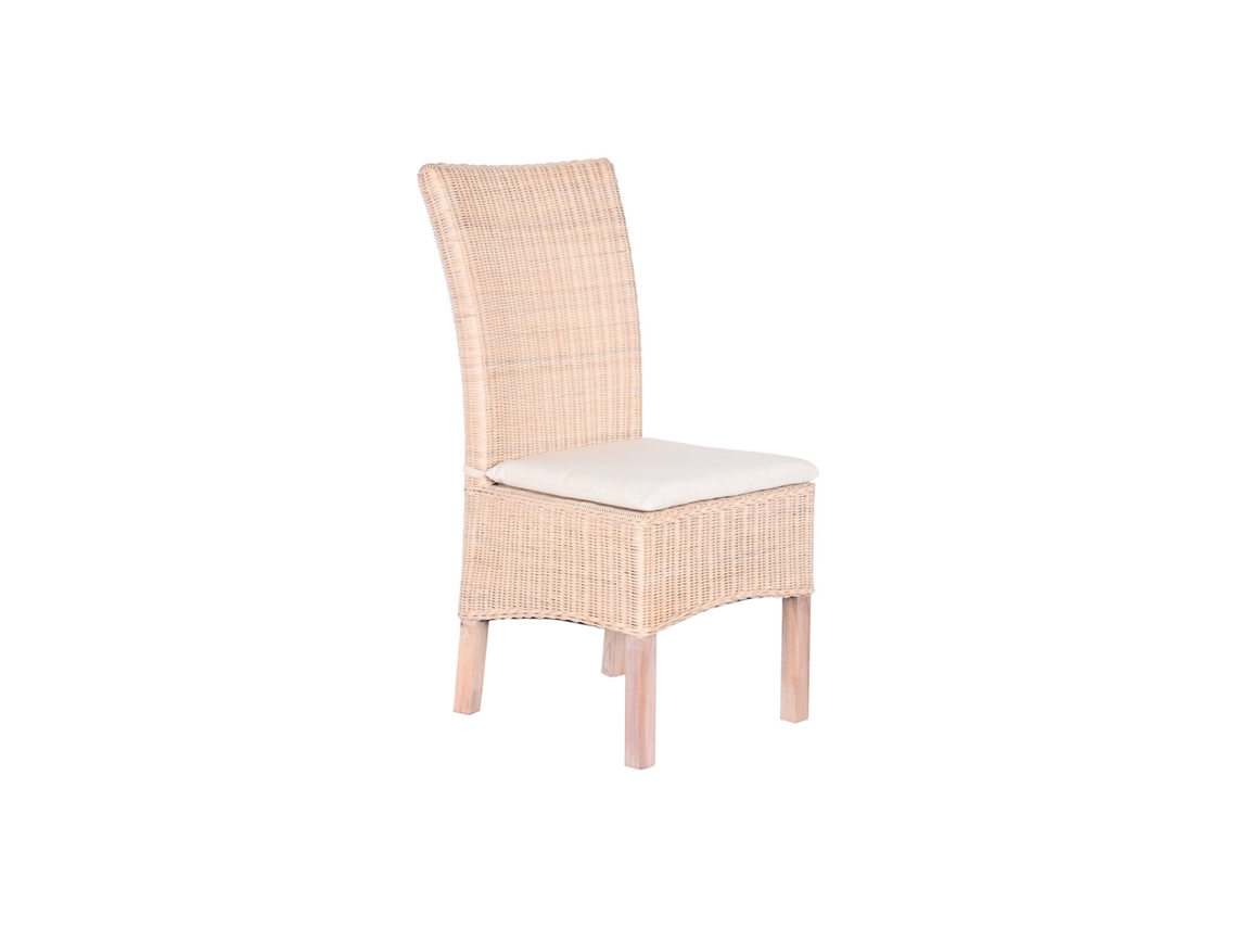 Cadeira de vime cor manga com almofada branca, 50x55x100cm ALEXANDRA HOUSE LIVING