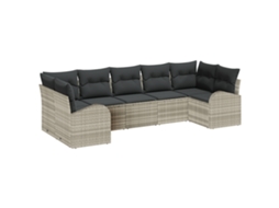 Conjunto 7 Sofá De Jardim Vidaxl Cinzento-claro Vime Pe (289 X 124 X 85 Cm)