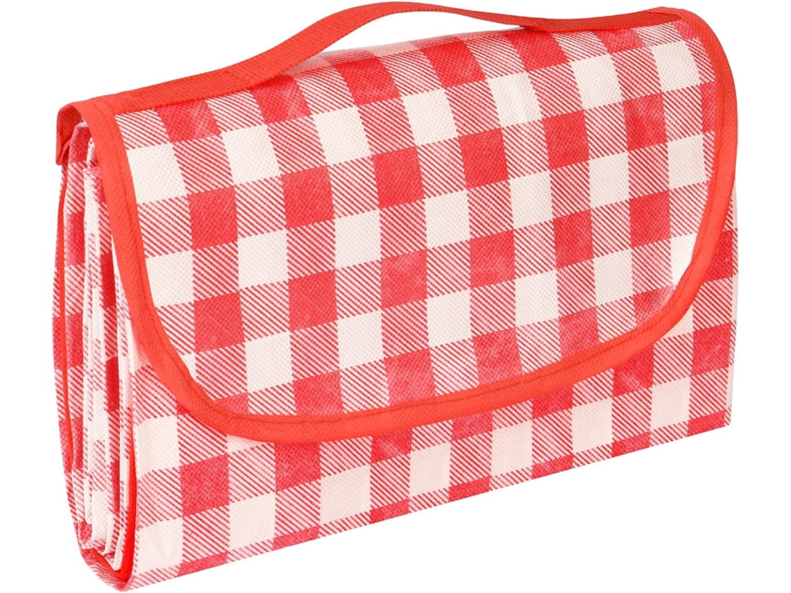 Manta De Piquenique Extra Grande Em Tartan Com Alça De Transporte, Dobrável E Portátil (200 200cm) (vermelha)