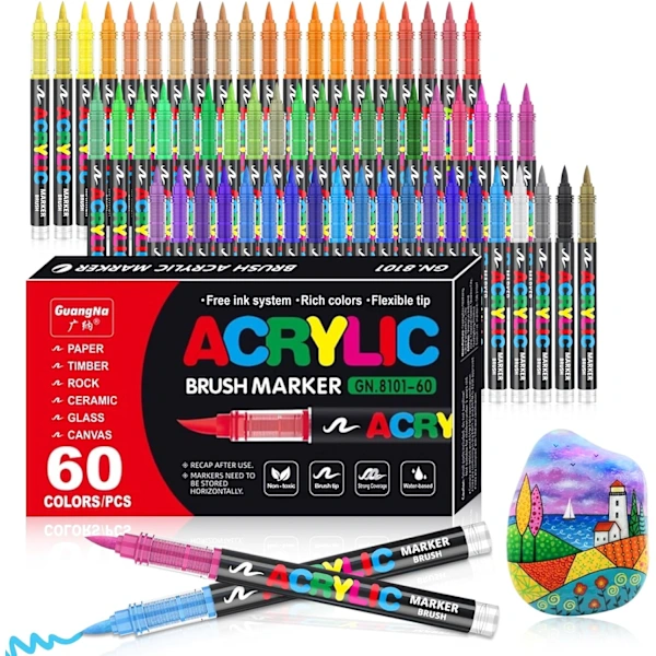 60 Canetas Acrílicas, Líquida para Pintura, para Adultos AQUAFORGE