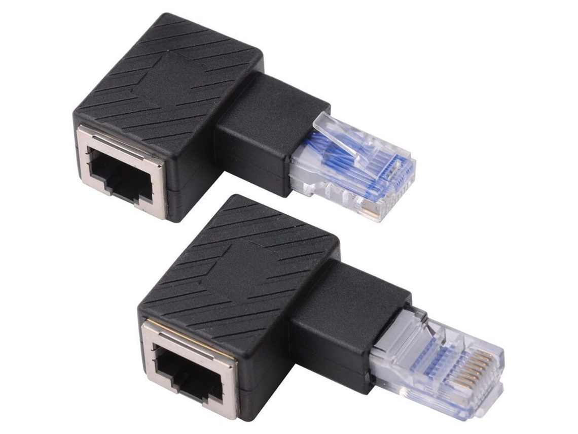 2026 2 Adaptadores Ethernet de 90 Graus, Ângulo Direito + Esquerdo, Plugue para Soquete Rj45, Compatível com Cat5 Cat6
