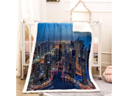 Manta com Vista Noturna de Arranha em Microfibra 150x180cm