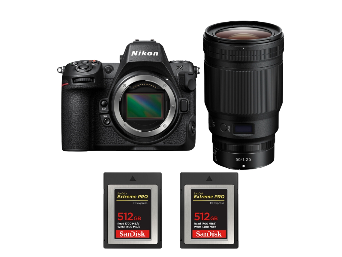 Z8 + Z 50mm F/1.2 S + 2 Sandisk 512gb Extreme Pro Cfexpress Type B Máquina Fotográfica Híbrida Full frame + Ebook Pricedirect NIKON