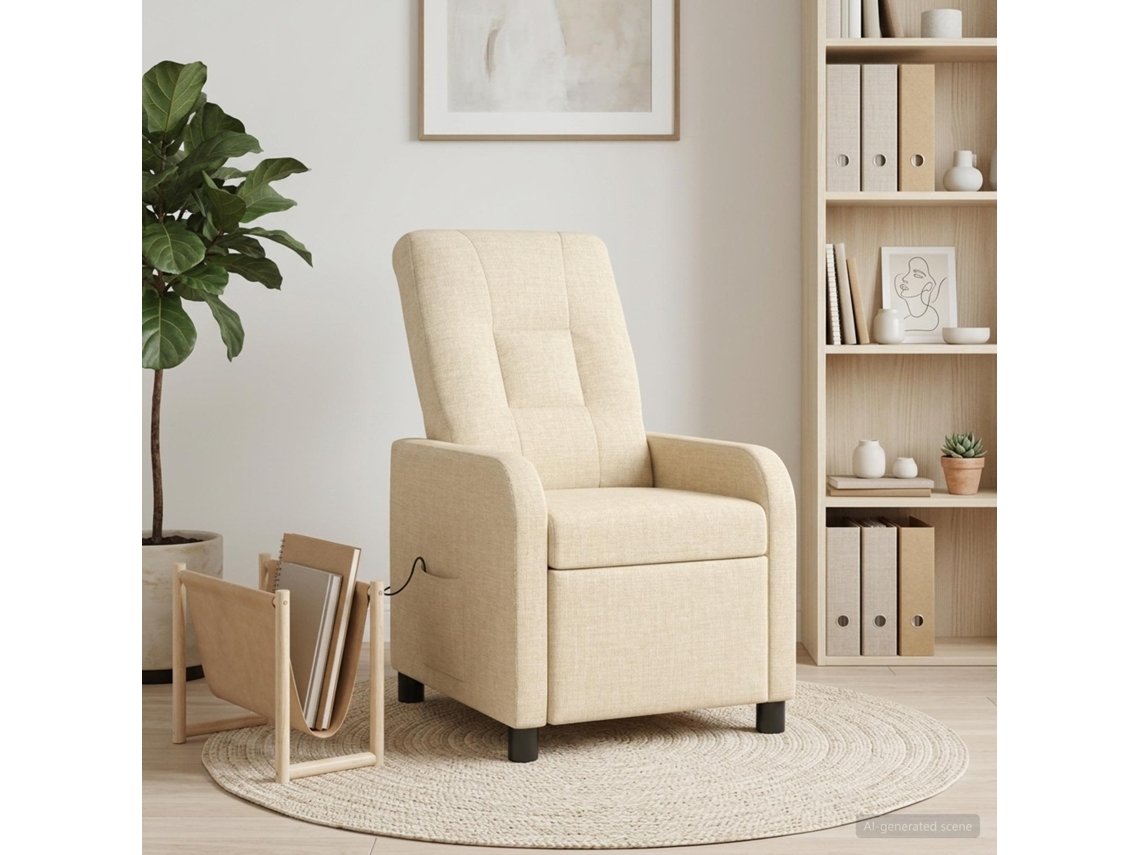 Vidaxl Recliner De Massagem Creme Tecido