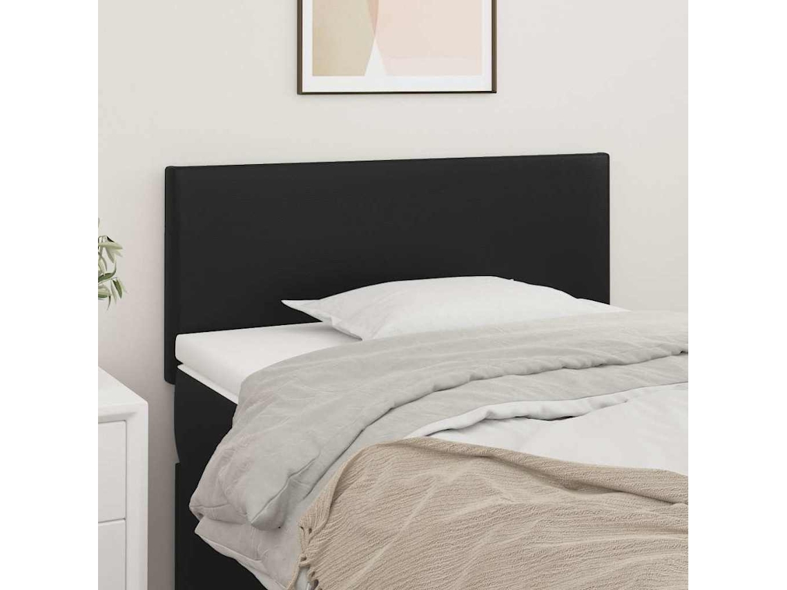 Vidaxl Cabeceira De Cama Couro Artificial 100x5x78/88 Cm Preto