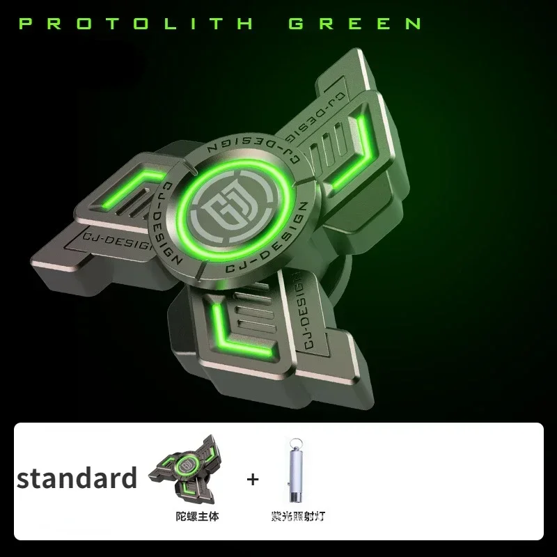 (verde) Girador De Dedo De Metal Iluminado E Resistente À Pressão.