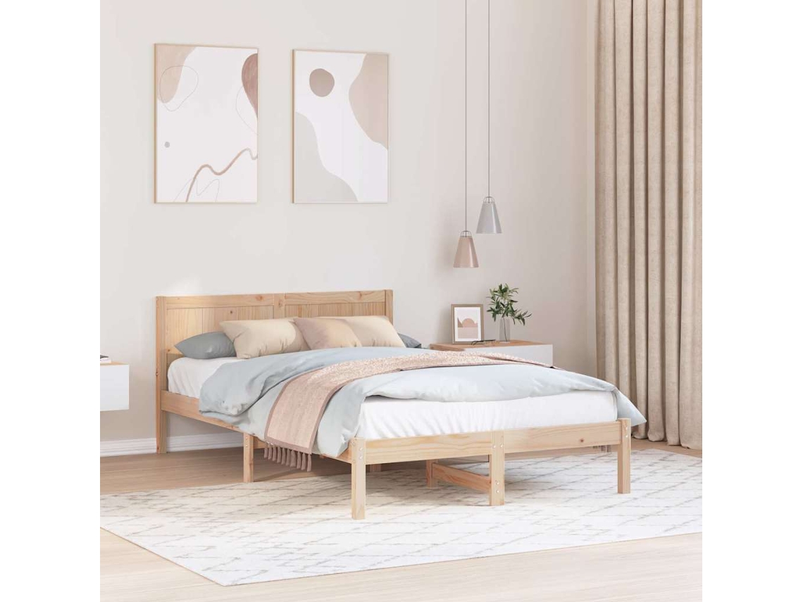 Vidaxl Estrutura Da Cama Castanho 120 X 200 Cm Madeira De Pinho Maciça