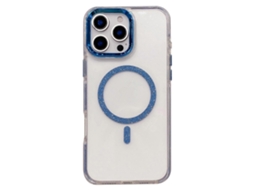 Capa Transparente De Tpu Acrílico Brilhante Tkdaddy Para Iphone 16 Pro Max Compatível Com Magsafe Azul