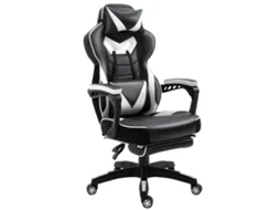 Cadeira De Gaming Esponja, Couro Pu Cor Branco E Preto 65cm X 70cm X 118.5-126.5cm Vinsetto