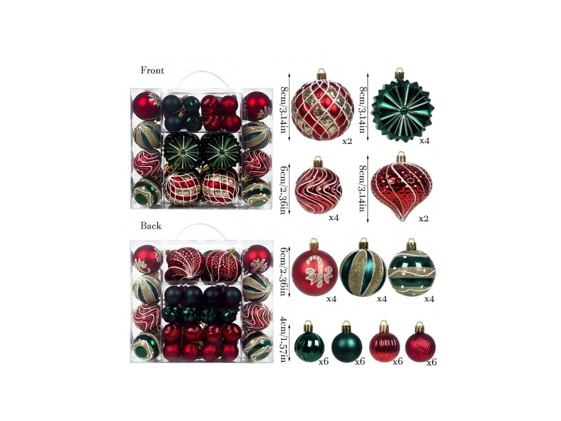 48pcs De Bola De Natal Pintada, 48pcs468 Pintada Igvtrade (vermelho E Verde)