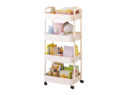 Carrinho De Armazenamento 4 Níveis Grande Capacidade Organizador Móvel Rack Com Cesta Suspensa Para Dormitório Sala De Estar Cozinha