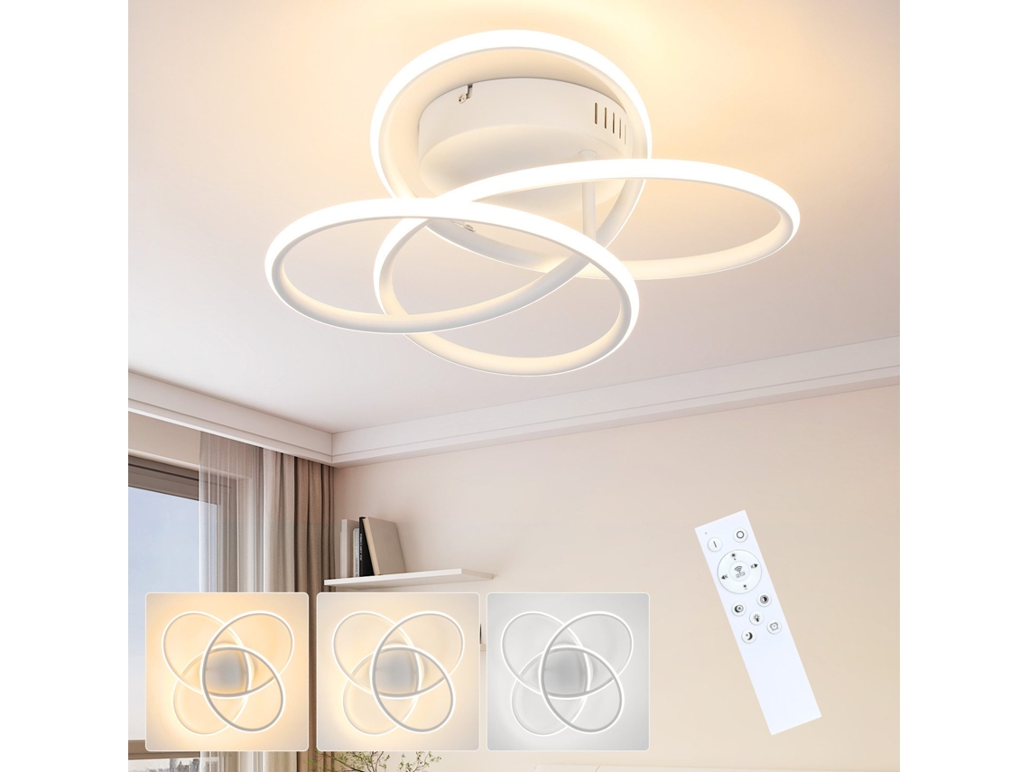 Nettlife Led Luz De Teto Lâmpada De Corredor Design Moderno Branco Regulável Com Controlo Remoto 36 Cm Metal 44 W