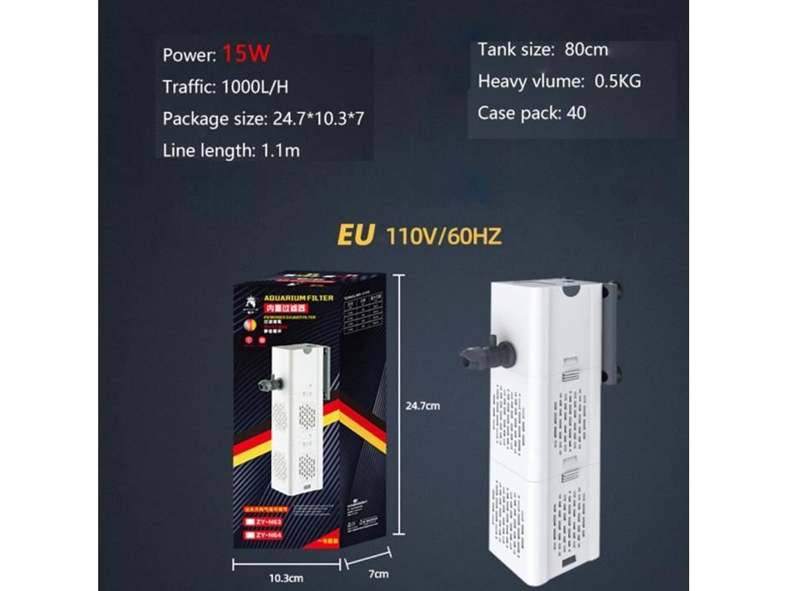 US Plug 6W 4 em 1 bomba de oxigênio interna para aquário filtro silencioso submersível S/MARCA