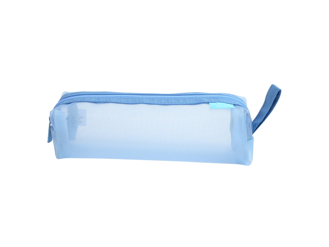 Estuche De Lápices Con Cremallera Nylon Mesh Para Niños Niñas Estudiantes Azul Claro